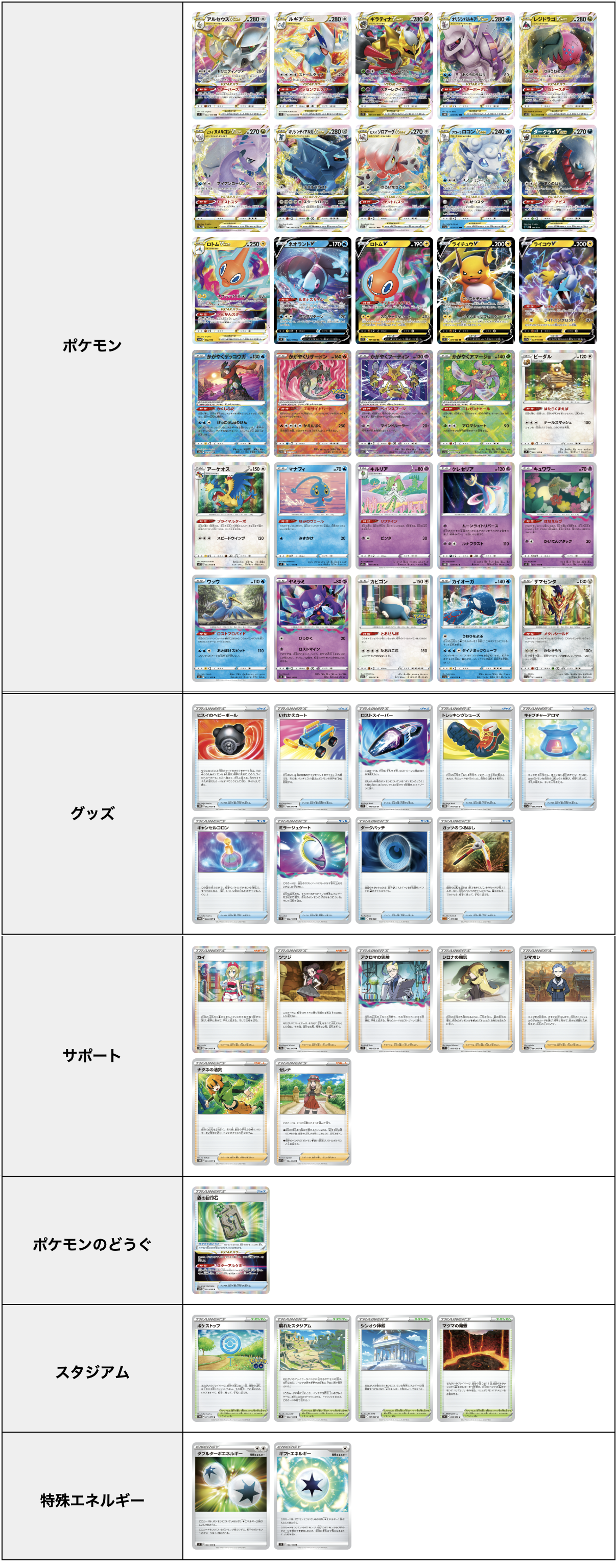 Fレギュ代表カード一覧-W80