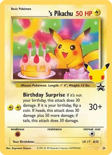 _のピカチュウ(お誕生日ピカチュウ)【英語版】(ソード&シールド「セレブレーションズ」) (_ no pikachu (otanjobi pikachu) eigo ban (sodo shierudo serebureshonzu))