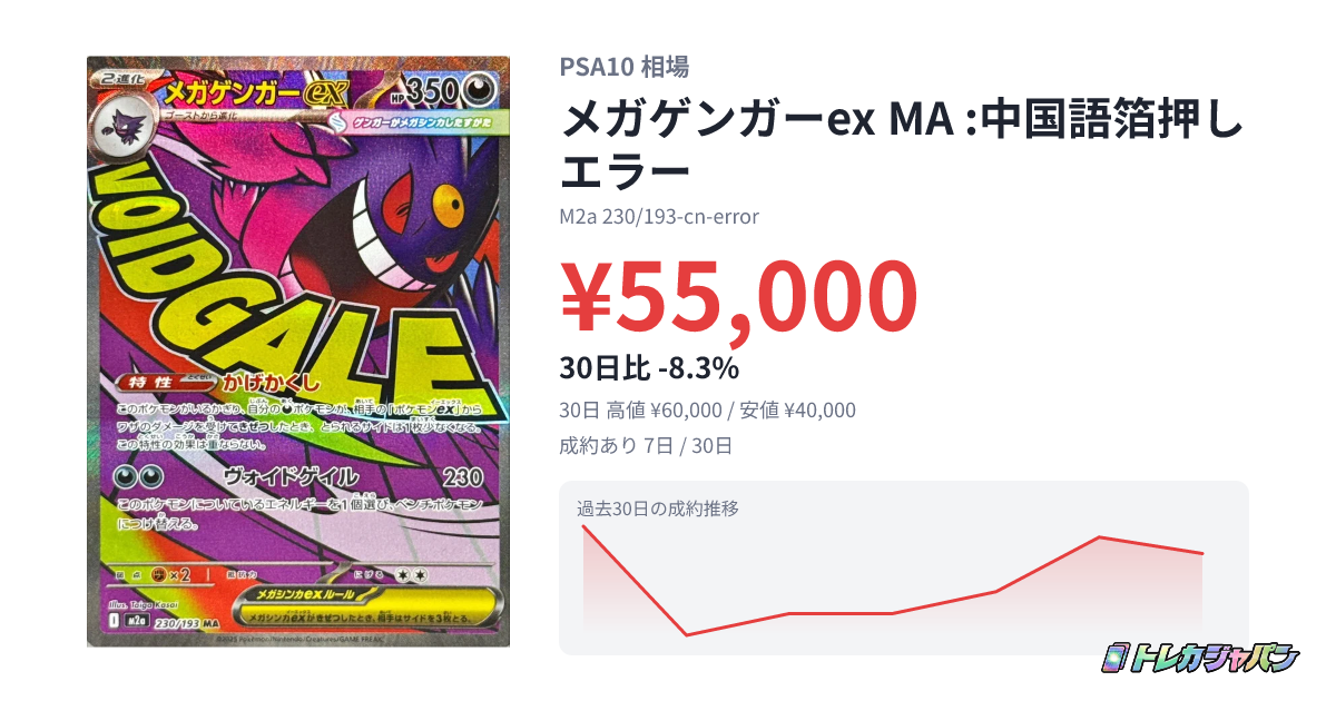 メガゲンガーex MA 230/193 中国語エラー MEGAドリームex メガゲンガーex MA :中国語箔押しエラー（ハイクラスパック「MEGA