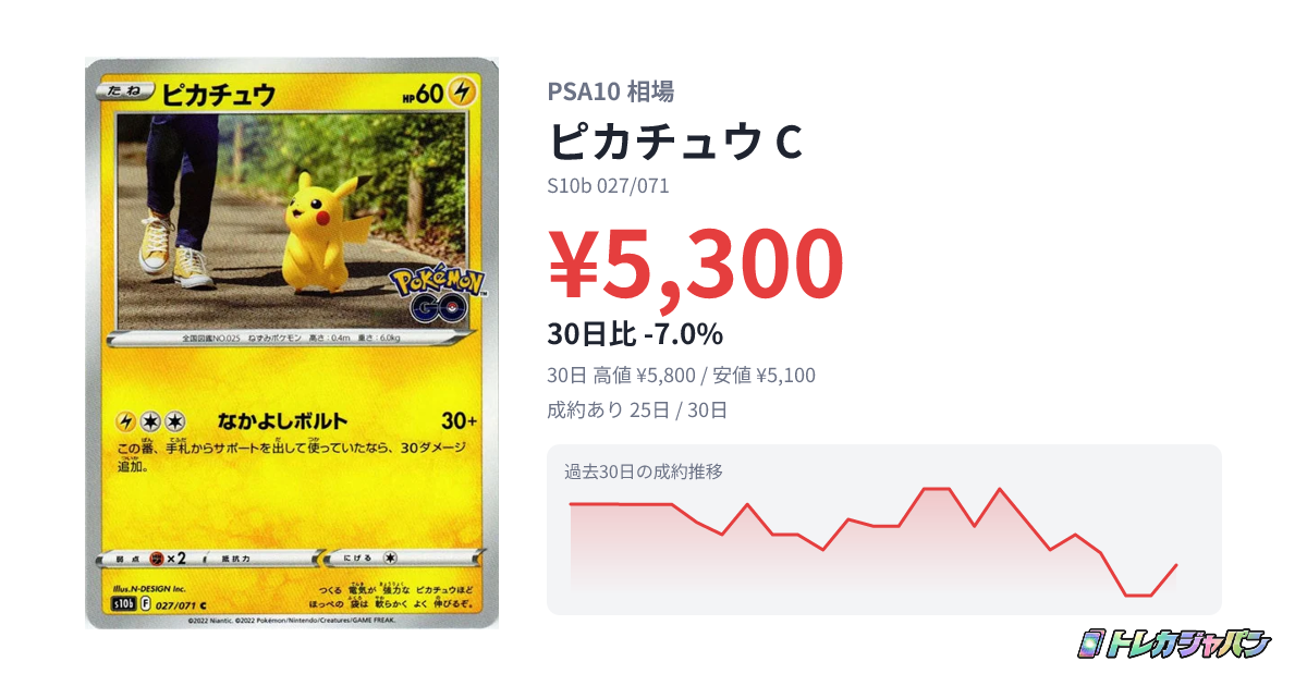 ピカチュウ C（強化拡張パック「Pokemon GO」/S10b 027/071）の値段