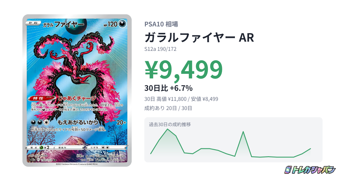 ガラルファイヤーAR 190/172 相場|PSA10・買取価格