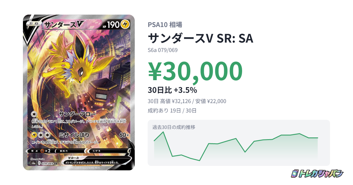 サンダースV SR: SA（強化拡張パック「イーブイヒーローズ」/S6a 079