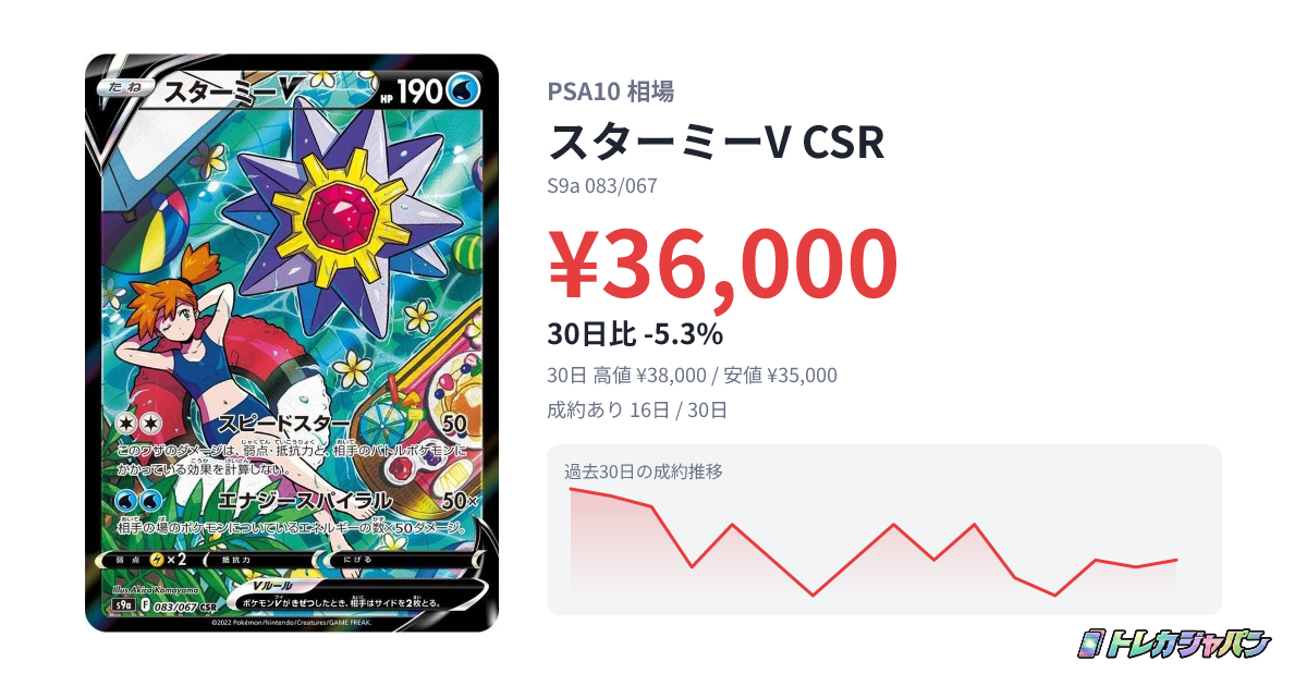 スターミーV(CSR)の買取価格と相場【ポケカ】